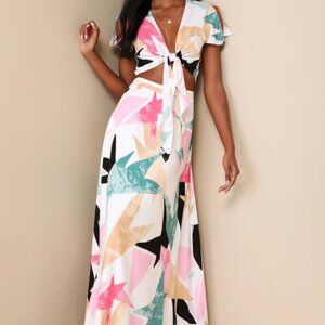 Daydreaming White Print Two-Piece Maxi Dress